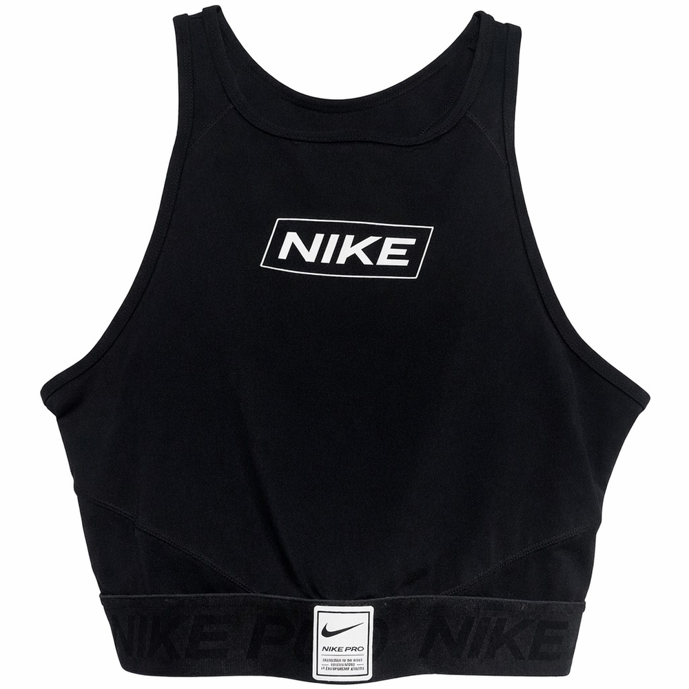 Nike Pro Dri-FIT High-Neck Sports Bra – Black – Size M